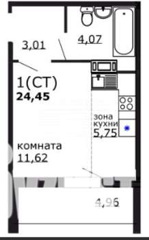 Студия квартира, вторичка, 24м2, 4/10 этаж