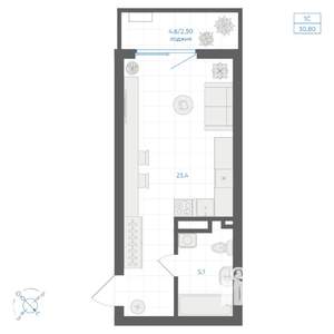 Студия квартира, вторичка, 31м2, 5/10 этаж