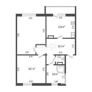 2-к квартира, вторичка, 80м2, 9/10 этаж