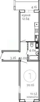 1-к квартира, строящийся дом, 40м2, 1/10 этаж