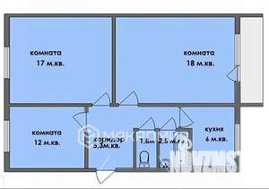 3-к квартира, вторичка, 59м2, 2/5 этаж
