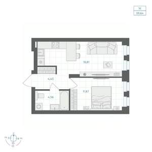 1-к квартира, вторичка, 40м2, 3/30 этаж