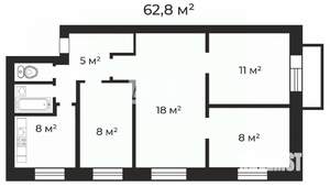 4-к квартира, вторичка, 63м2, 5/5 этаж