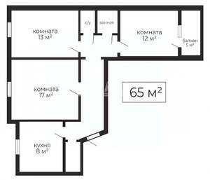 3-к квартира, вторичка, 65м2, 8/10 этаж