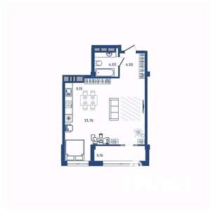 1-к квартира, вторичка, 47м2, 8/23 этаж