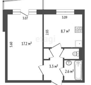 1-к квартира, вторичка, 34м2, 2/9 этаж