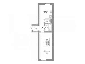 1-к квартира, вторичка, 34м2, 2/10 этаж