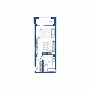 1-к квартира, вторичка, 32м2, 17/23 этаж