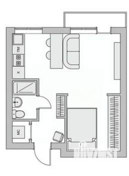 1-к квартира, вторичка, 33м2, 6/9 этаж
