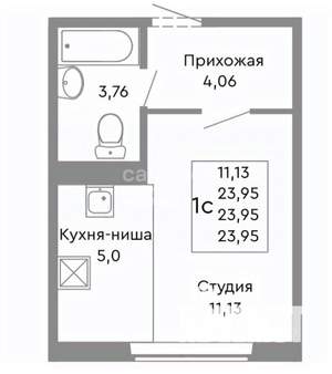 Студия квартира, вторичка, 24м2, 4/10 этаж