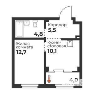 1-к квартира, строящийся дом, 33м2, 2/23 этаж