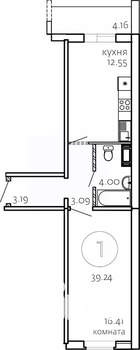 1-к квартира, строящийся дом, 39м2, 9/10 этаж