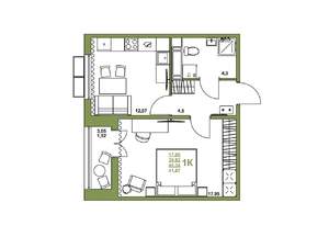 1-к квартира, строящийся дом, 40м2, 11/16 этаж