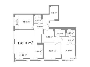 4-к квартира, строящийся дом, 138м2, 23/24 этаж