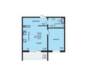1-к квартира, вторичка, 43м2, 7/10 этаж