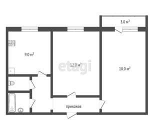 2-к квартира, вторичка, 50м2, 5/9 этаж