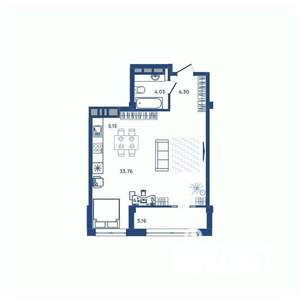 1-к квартира, вторичка, 47м2, 3/23 этаж