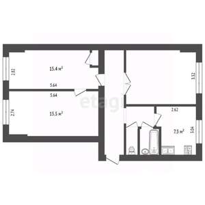 3-к квартира, вторичка, 67м2, 1/5 этаж
