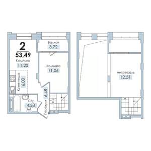 2-к квартира, вторичка, 53м2, 10/10 этаж