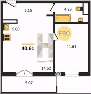 2-к квартира, вторичка, 41м2, 8/10 этаж