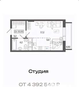 Студия квартира, вторичка, 33м2, 2/30 этаж