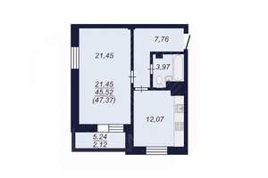 1-к квартира, вторичка, 47м2, 14/14 этаж