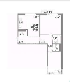 3-к квартира, вторичка, 64м2, 4/10 этаж