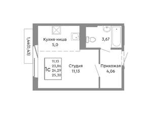 1-к квартира, строящийся дом, 24м2, 8/10 этаж