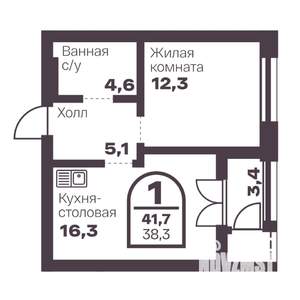 1-к квартира, вторичка, 38м2, 7/24 этаж