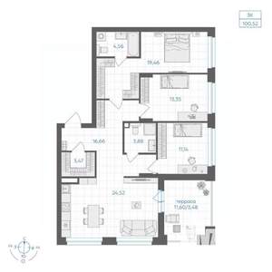 3-к квартира, вторичка, 101м2, 14/30 этаж