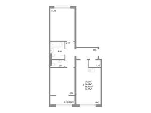 2-к квартира, строящийся дом, 69м2, 14/17 этаж
