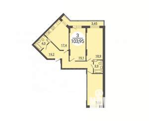 3-к квартира, вторичка, 104м2, 24/25 этаж