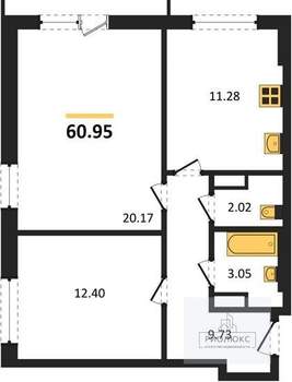 2-к квартира, вторичка, 61м2, 9/25 этаж