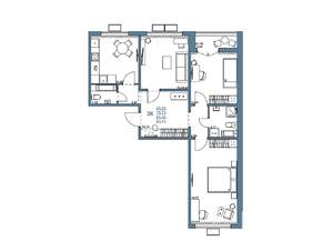 3-к квартира, строящийся дом, 79м2, 2/16 этаж