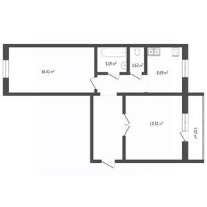 2-к квартира, вторичка, 55м2, 9/10 этаж