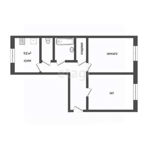 2-к квартира, вторичка, 56м2, 1/3 этаж
