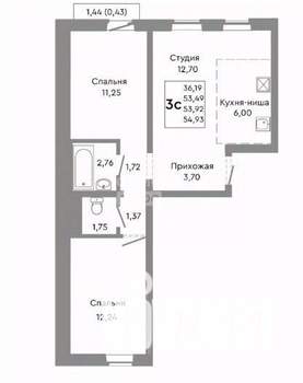 3-к квартира, вторичка, 55м2, 5/10 этаж