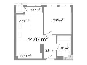 2-к квартира, строящийся дом, 44м2, 6/21 этаж