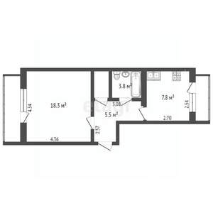 1-к квартира, вторичка, 37м2, 5/9 этаж