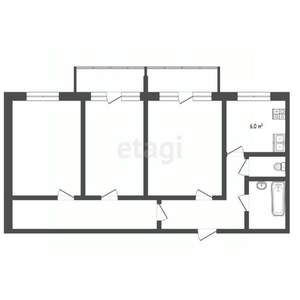 3-к квартира, вторичка, 74м2, 8/10 этаж
