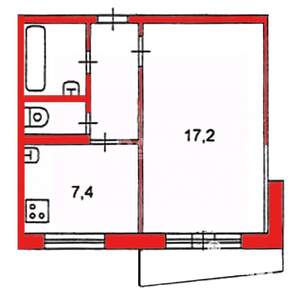 1-к квартира, вторичка, 33м2, 7/9 этаж