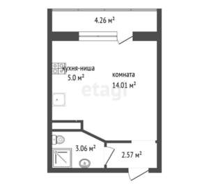 Студия квартира, вторичка, 25м2, 17/19 этаж