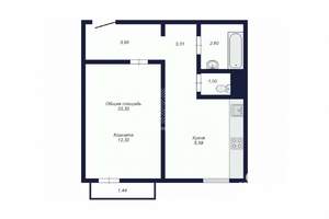 1-к квартира, вторичка, 32м2, 2/10 этаж