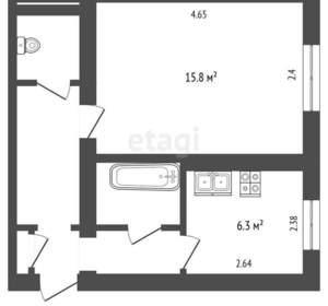 1-к квартира, вторичка, 35м2, 1/3 этаж
