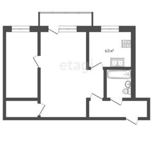 2-к квартира, вторичка, 47м2, 2/5 этаж