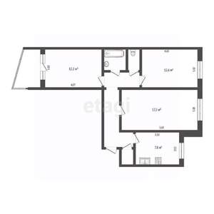 3-к квартира, вторичка, 65м2, 6/9 этаж