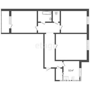 3-к квартира, вторичка, 65м2, 2/9 этаж