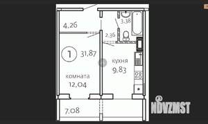 1-к квартира, вторичка, 32м2, 9/10 этаж