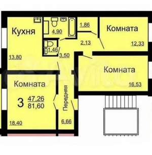 3-к квартира, вторичка, 81м2, 10/11 этаж