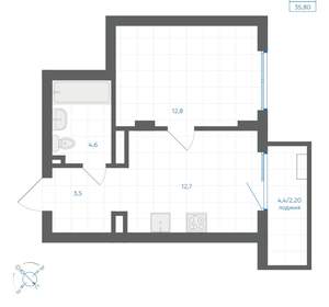 1-к квартира, вторичка, 36м2, 3/18 этаж